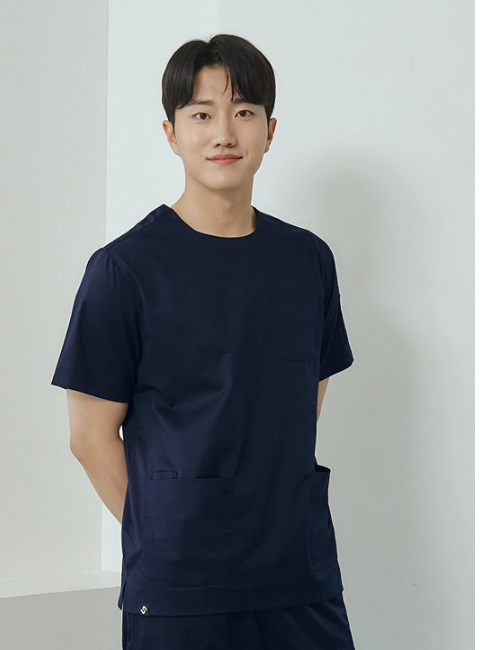 남성 크루넥 TC스판 베이직 스크럽 티셔츠(4color)